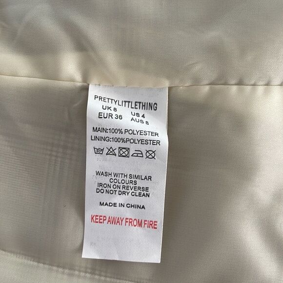 PRETTYLITTLETHING women’s loose fit stone checked woven blazer NWT size 4 - Picture 12 of 16